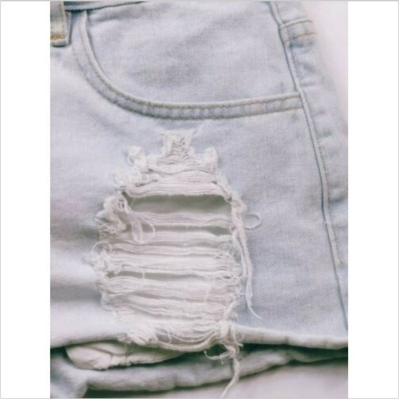 Forever 21 Women's Booty Shorts 27 Blue Studded - Picture 4 of 6